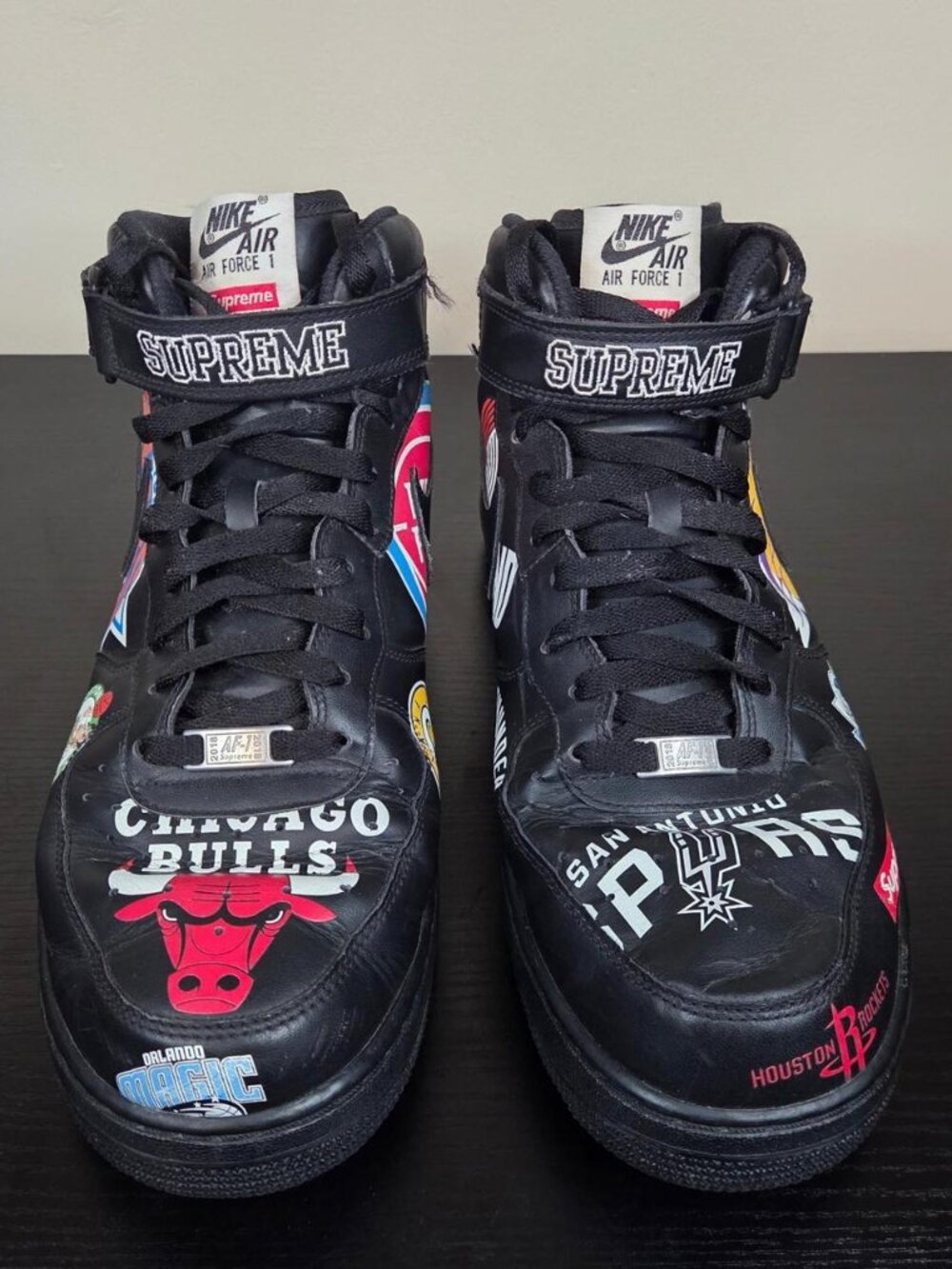 Supreme x NBA x Nike Air Force 1 '07 Mid Black Sneakers Size 13